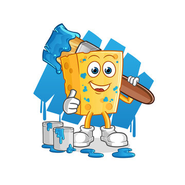 cheese painter illustration. character vector