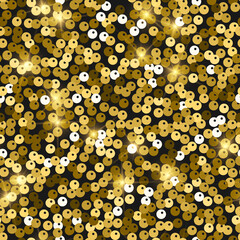 Glitter seamless texture. Admirable gold particles. Endless pattern made of sparkling spangles. Inte