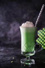 Shamrock shake - st patricks day drink, selective focus