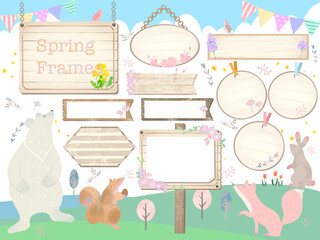 春の動物と植物の北欧風かわいいフレームイラスト素材 Advertisement Poster Advertiseme Melchi