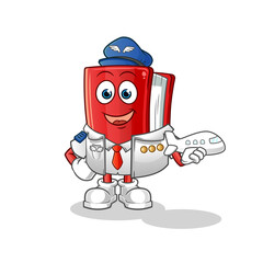 book pilot mascot. cartoon vector