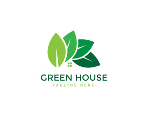 green house logo leave creative logo