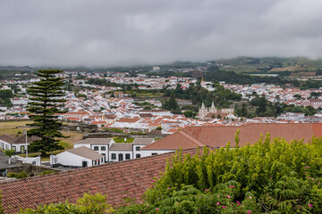 Fototapeta premium Roofs and view over the historic city center of Angra do Heroismo, Terceira - Azores PORTUGAL