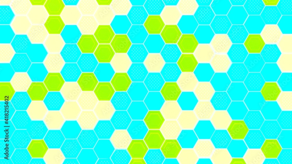 Poster abstract multicolored hexagonal background. embossed hexagon, honeycomb background, light and shadow