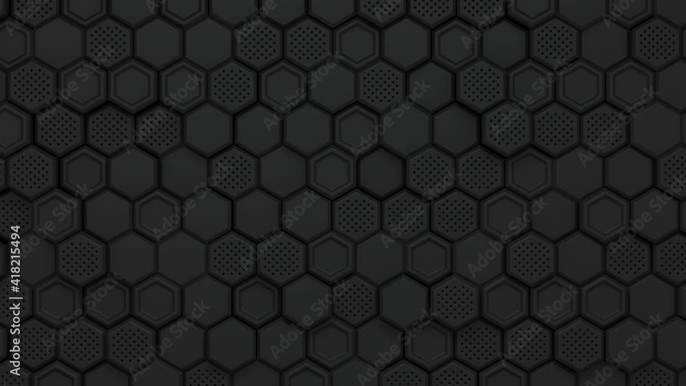 Poster abstract black hexagonal background. embossed hexagon, honeycomb black background. modern black back