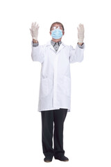 doctor in protective mask showing thumbs up.