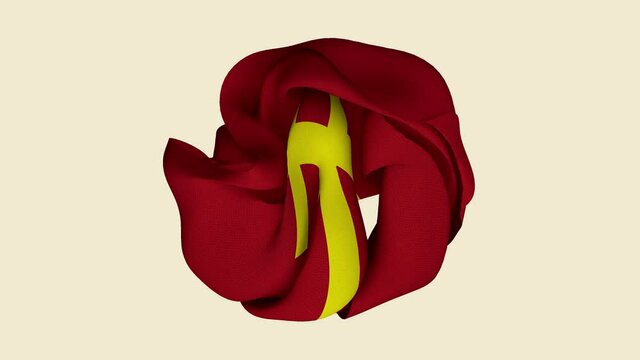 Crumpled Fabric Flag of Iene Intro. China Flag. Oriental Asia Flags. Iene flag. Eastern Asia Flags. Celebration. Flag Day. Patriots. Realistic Animation 4K. Surface Texture. Background Fabric.