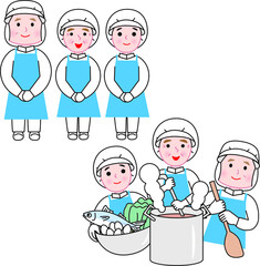 マスクをしたキッチンスタッフ