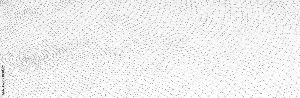 Aufkleber abstract white grey background. technology line pattern with dots. 3d surface. futuristic vector ill