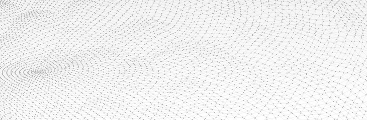 Abstract White Grey background. Technology line pattern with dots. 3d surface. Futuristic vector illustration