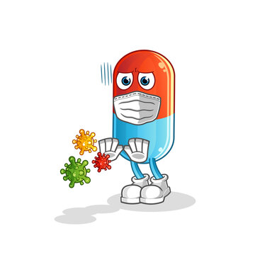 recommend clip art: medicine refuse viruses cartoon. cartoon mascot vector