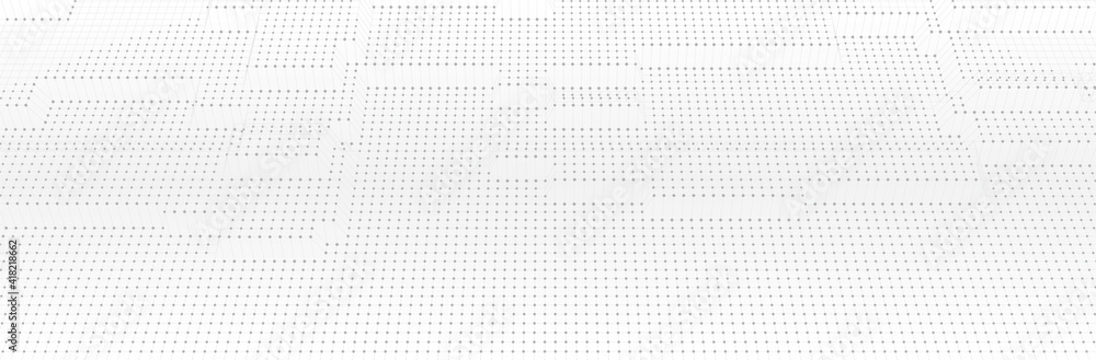 Poster abstract white grey background. technology line pattern with dots. 3d surface. futuristic vector ill