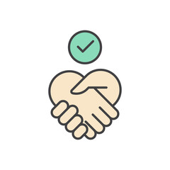 trust concept icon, color, line, outline vector sign, linear style pictogram isolated on white. Symbol, logo illustration
