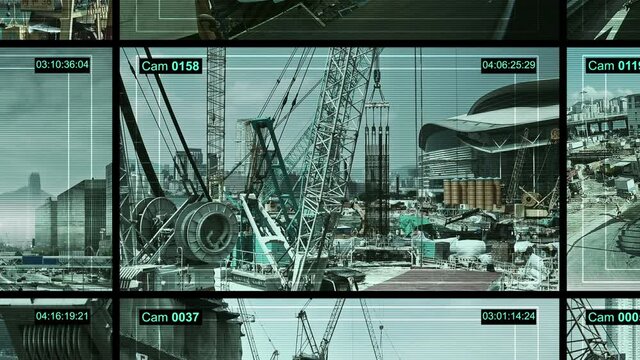 Cctv Surveillance camera on construction sites in big Asian city.