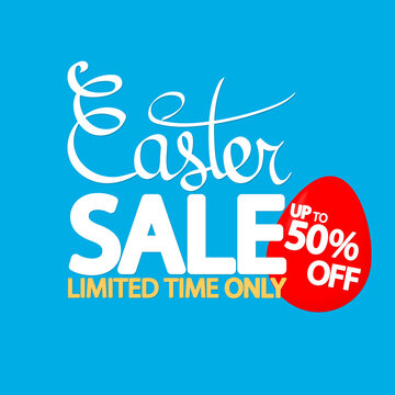 Easter Sale up to 50% off, poster design template, discount banner, vector illustration