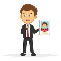 Happy businessman or Employee of the month award