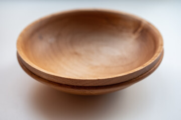 wooden bowl isolated on white