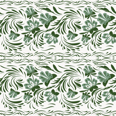 Folk floral flowers. Ethnic tradishional seamless pattern