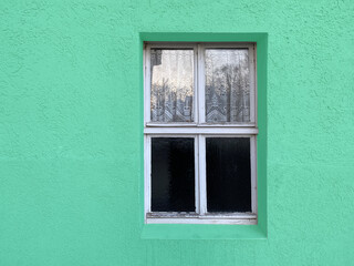 Sprossenfenster, Wand, Farbe,  grün, türkis,