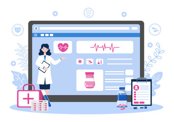 Online Healthcare and Medical Concept of Doctor Vector Illustration