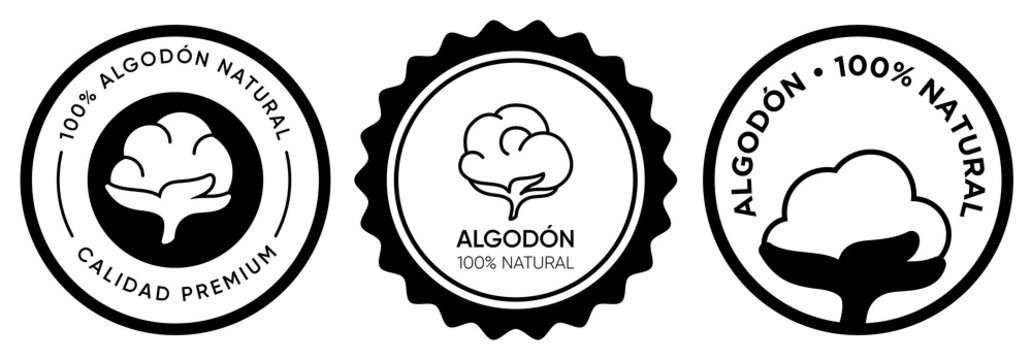 algod&oacute;n org&aacute;nico natural 100% etiqueta icono