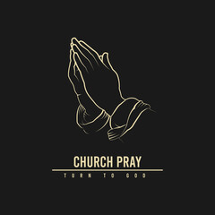 church pray logo design, hand illustration design - obrazy, fototapety, plakaty