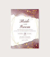 abstract gold ink watercolor invitation card template