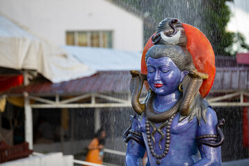 Statue of Shiva, Hindu god, sacred crater lake Grand Bassin or Ganga Talao, Mauritius, Africa