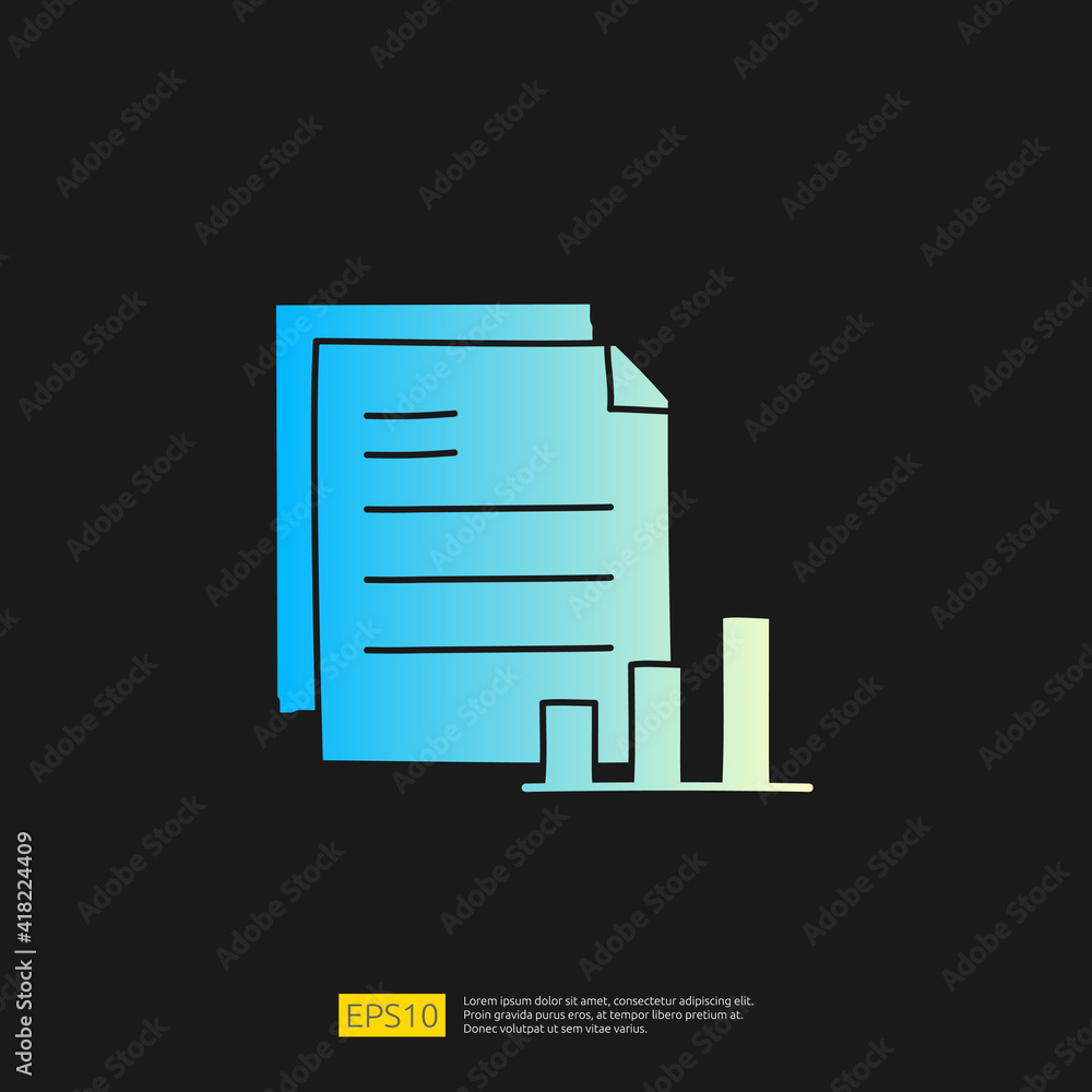 Poster data report presentation concept doodle gradient glyph icon graphic chart document. statistics scien