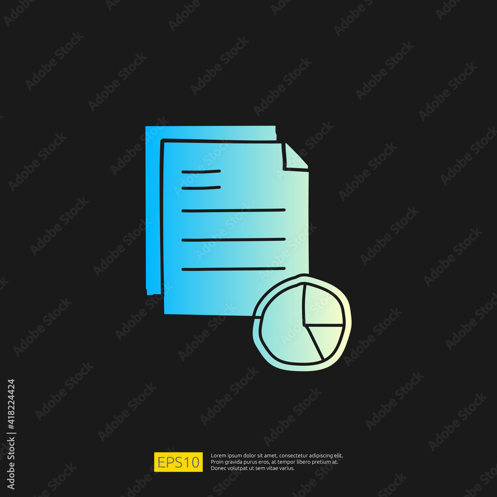 Poster data report and presentation concept doodle gradient glyph icon graphic chart document. statistics s