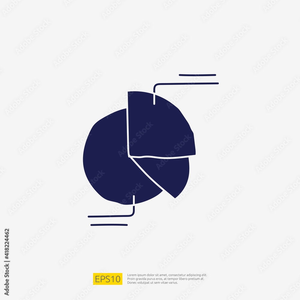 Poster data report and presentation concept doodle glyph icon with graphic chart document. statistics scien