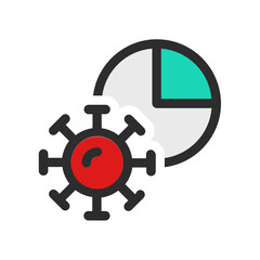 Virus data pie chart, Covid-19 number of cases vector icon