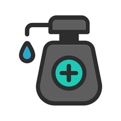 Hand sanitizer bottle for hands disinfection, clean and disinfect coronavirus prevention vector icon
