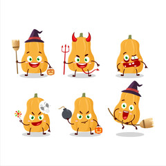 Halloween expression emoticons with cartoon character of butternut squash
