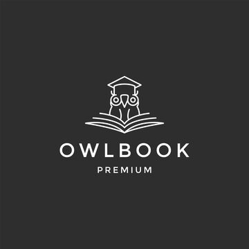 Vector Illustration Of An Owl With Open Book Wings On Black Background