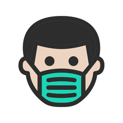 Man wearing face mask for protect from coronavirus during covid-19 global pandemic