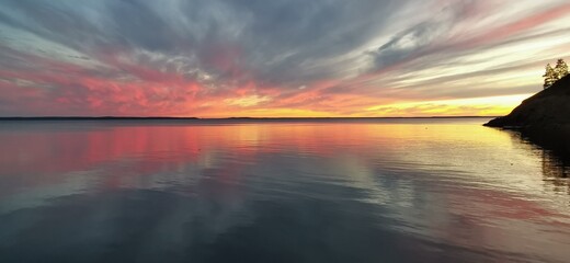 sunset over the lake