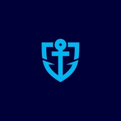 Anchor shield logo icon design template