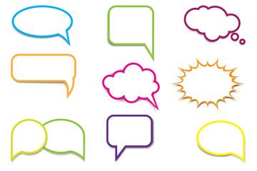 Colorful bubble speech outlines. Abstract modern square background. Vector drawing. Round shape. Stock image. EPS 10.