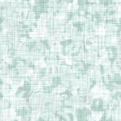 Aegean teal mottled patterned linen texture background. Summer coastal living style home decor fabric effect. Sea green wash grunge distressed blur material. Decorative textile seamless pattern 
