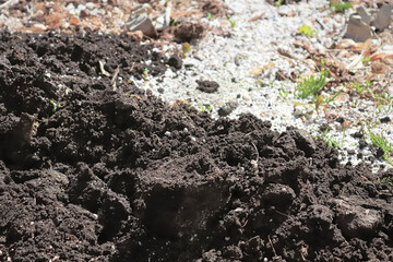 View of soil with part of it cultivated