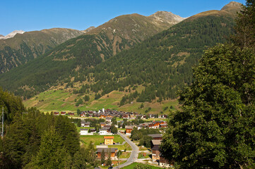 Fototapeta na wymiar Obergoms With The Municipality Ulrichen At The Nufenenpass, Valais, Switzerland