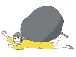 押しつぶされている女性のイラスト