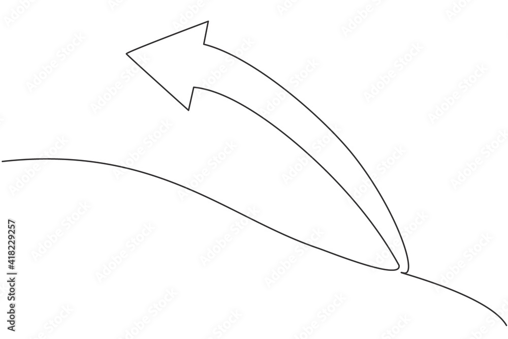 Poster single continuous line drawing of backward direction arrow shape symbol. undo action icon. minimalis