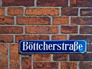 Fototapeta na wymiar Böttcherstraße Street Sign In Bremen, Germany