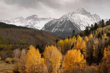 USA, Colorado, San Juan Mountains. Storm over mountain and forest.