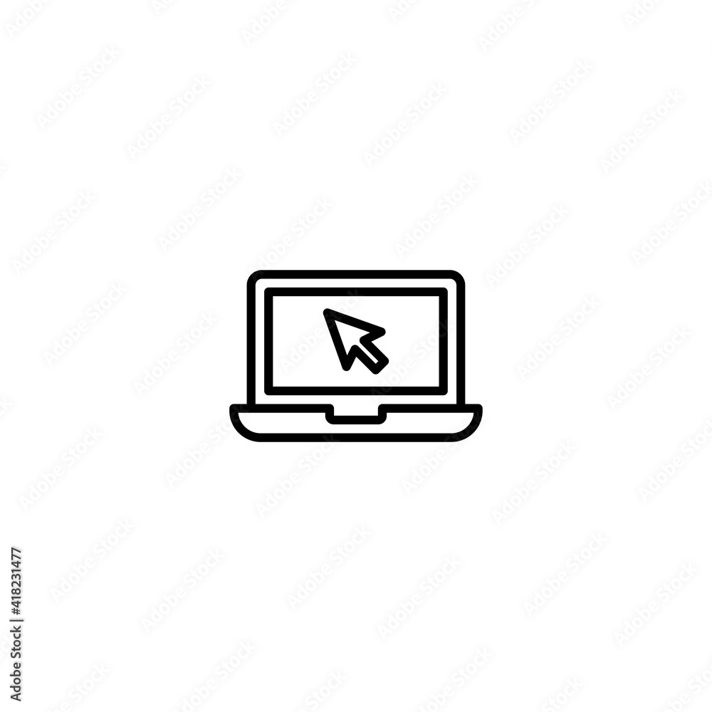 Poster laptop with cursor icon vector for web, computer and mobile app