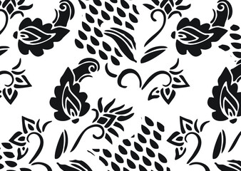 Fototapeta na wymiar Indonesian batik motifs with very distinctive plant patterns