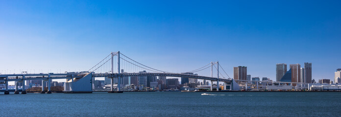 (東京都ｰ風景パノラマ)青空のベイエリア風景２
