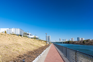 (東京都ｰ都市風景)青空のぐるり公園遊歩道１２